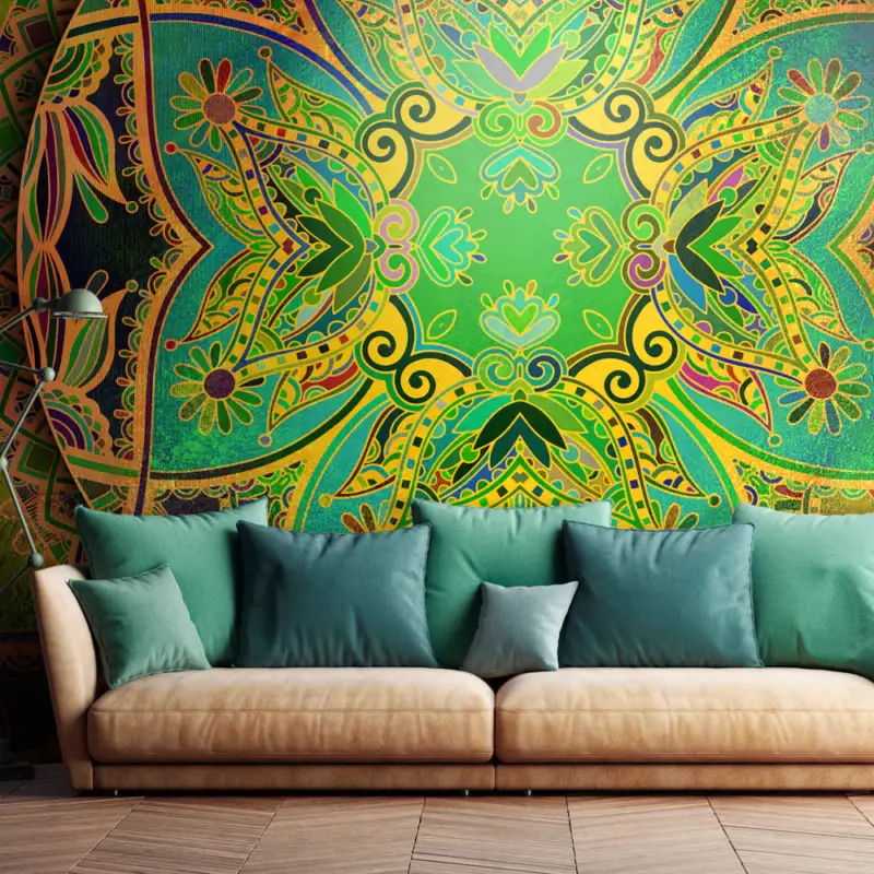 Achat Immédiat Zelfklevend fotobehang - Mandala: Emerald Fantasy - 441x315