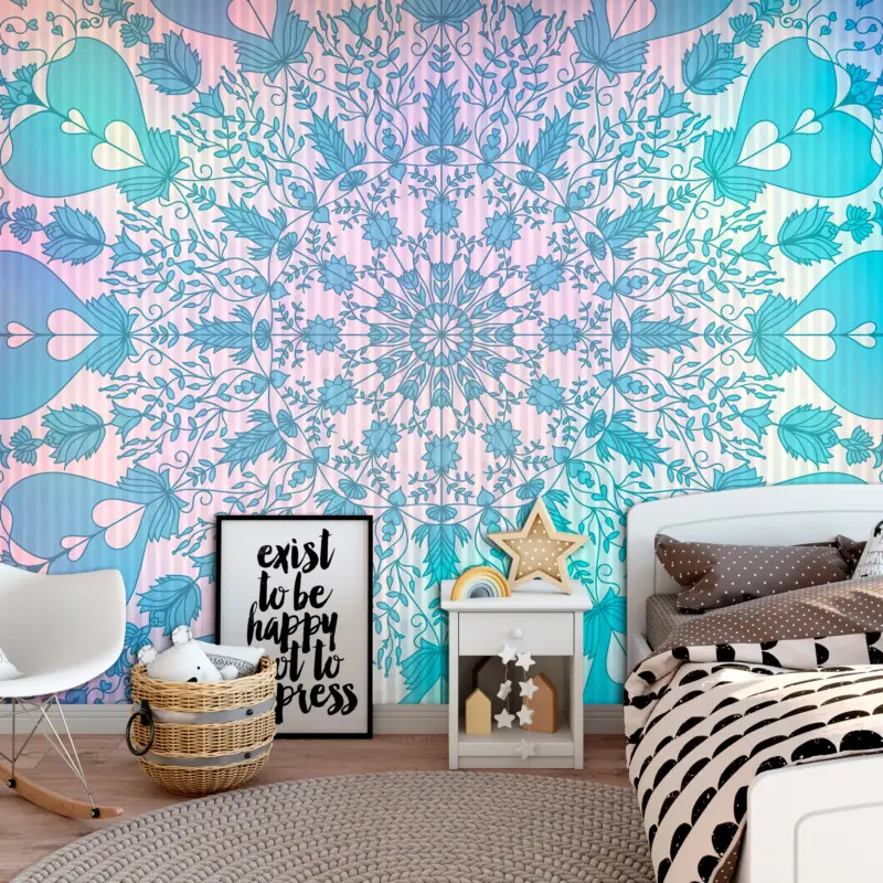 Acheter Direct Zelfklevend fotobehang - Girly Mandala (Blue) - 147x105