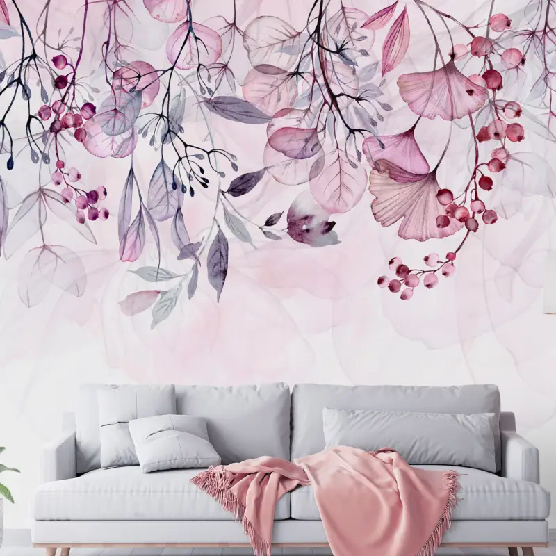 Achat Immédiat Zelfklevend fotobehang - Foggy Nature - Pink - 98x70