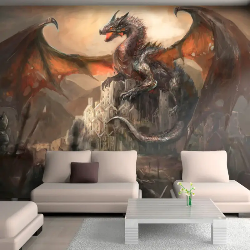 Achat Immédiat Zelfklevend fotobehang - Dragon castle - 147x105