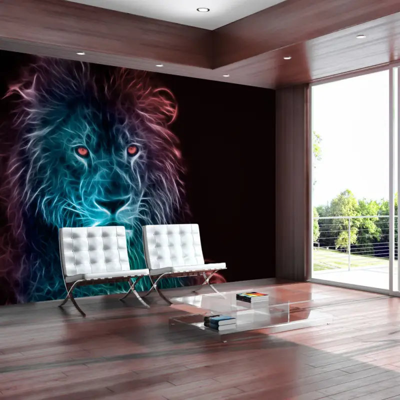 Acheter Direct Zelfklevend fotobehang - Abstract lion - rainbow - 98x70
