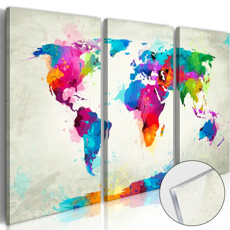 Vente Directe Plexiglas schilderij - World Map: An Explosion of Colours [Acrylglas] - 120x80