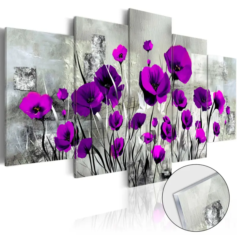 Paiement Sécurisé Plexiglas schilderij - Meadow: Purple Poppies [Acrylglas] - 100x50