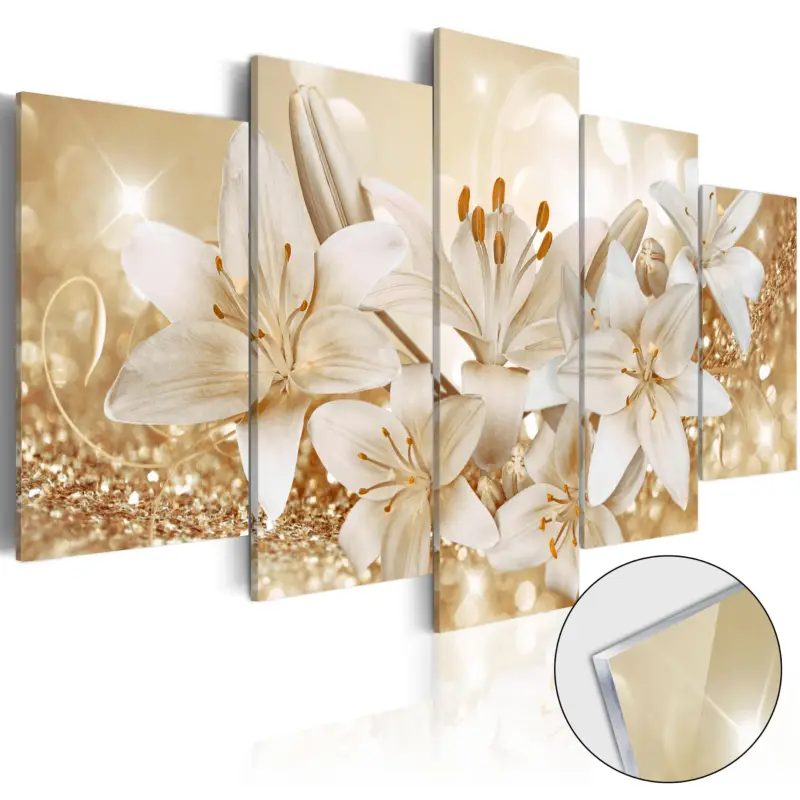 Plexiglas schilderij - Golden Bouquet [Acrylglas] - 100x50 Soldes