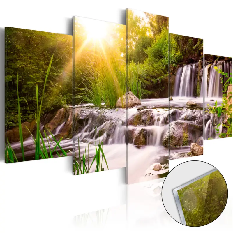 Offre Limitée Plexiglas schilderij - Forest Waterfall [Acrylglas] - 100x50