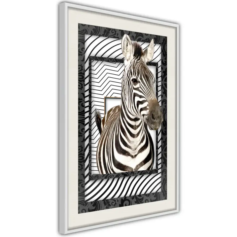 Achat Immédiat Poster - Zebra in the Frame - wit passepartout - 40x60