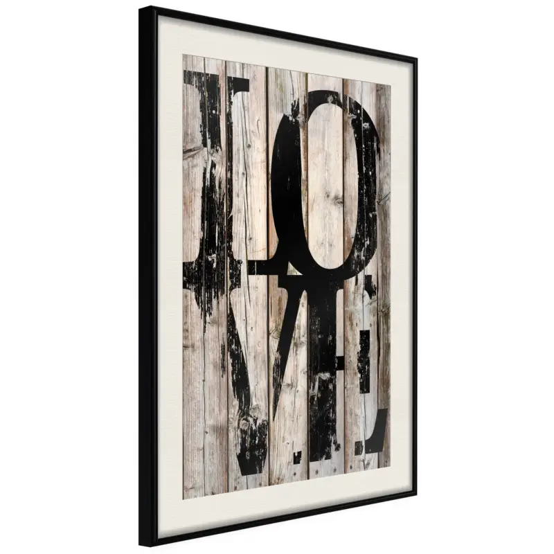 Achat Immédiat Poster - Vintage: Love - zwart passepartout - 20x30