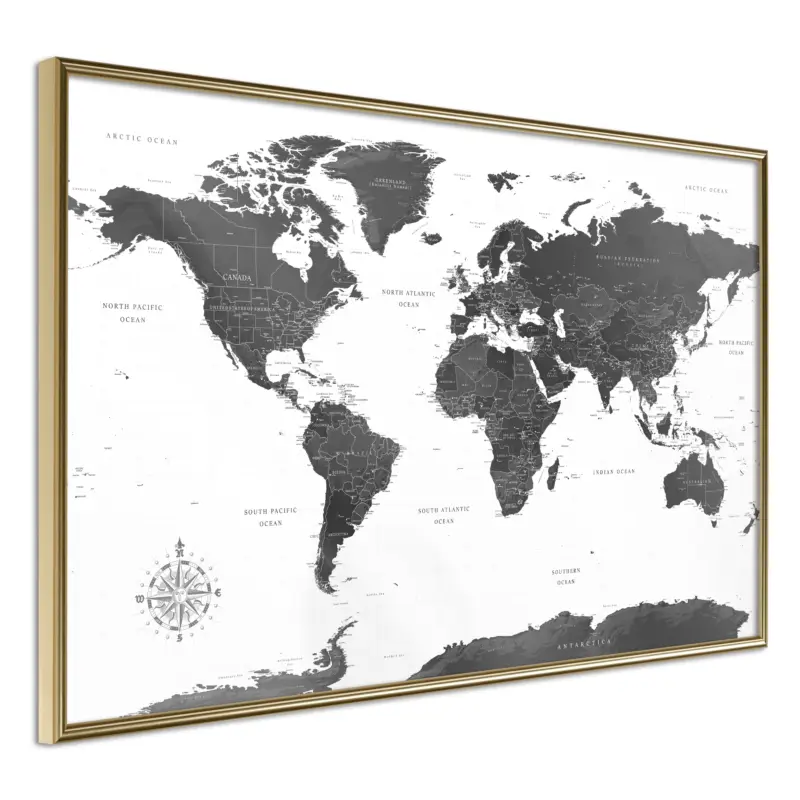 Vente Flash Poster - The World in Black and White - goud - 90x60