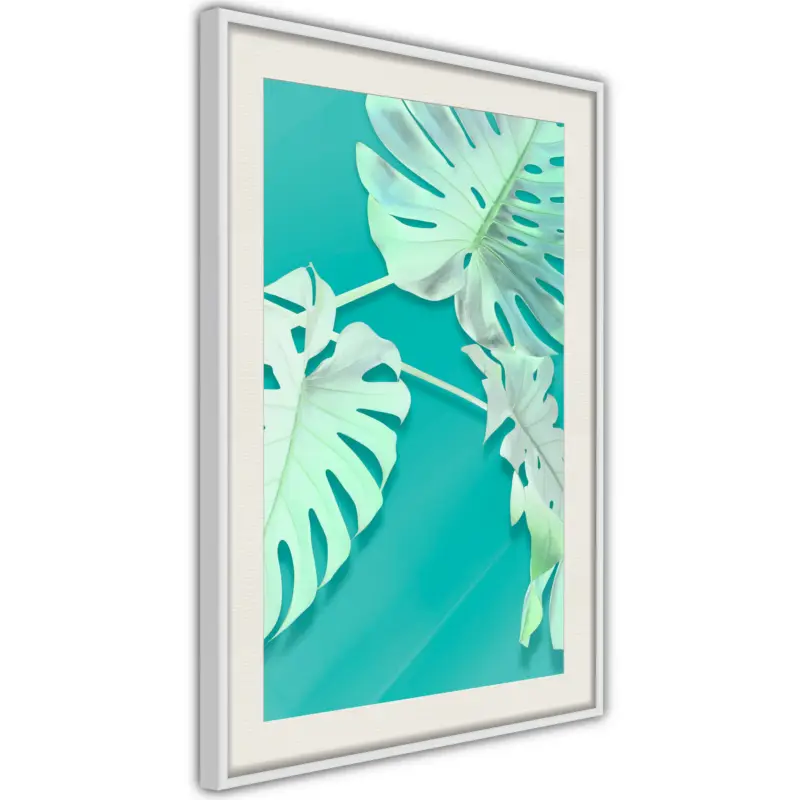 Vente Flash Poster - Teal Monstera - wit passepartout - 40x60