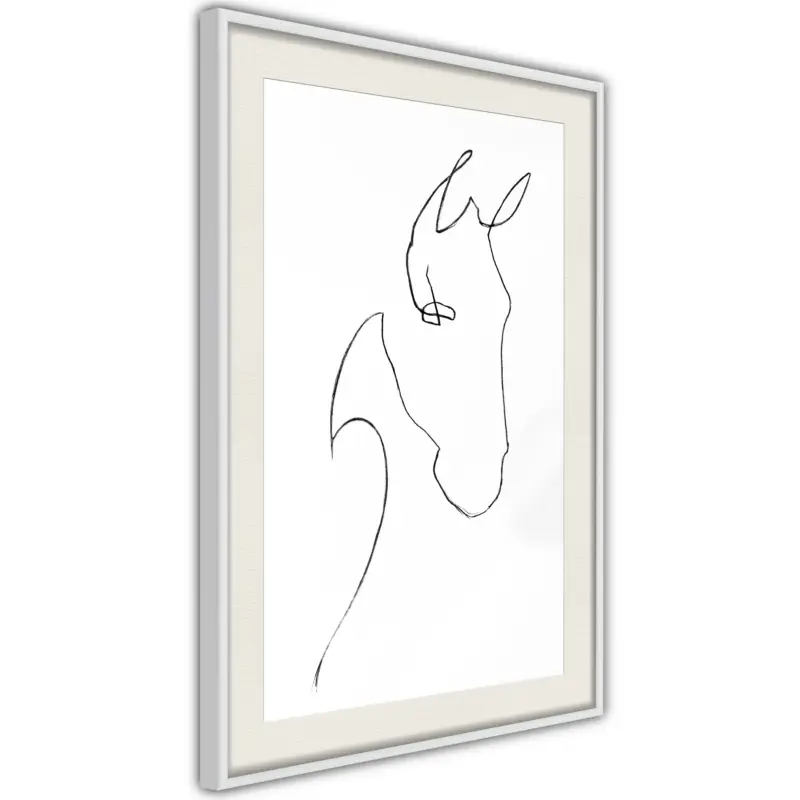 Achat Immédiat Poster - Sketch of a Horse's Head - wit passepartout - 20x30