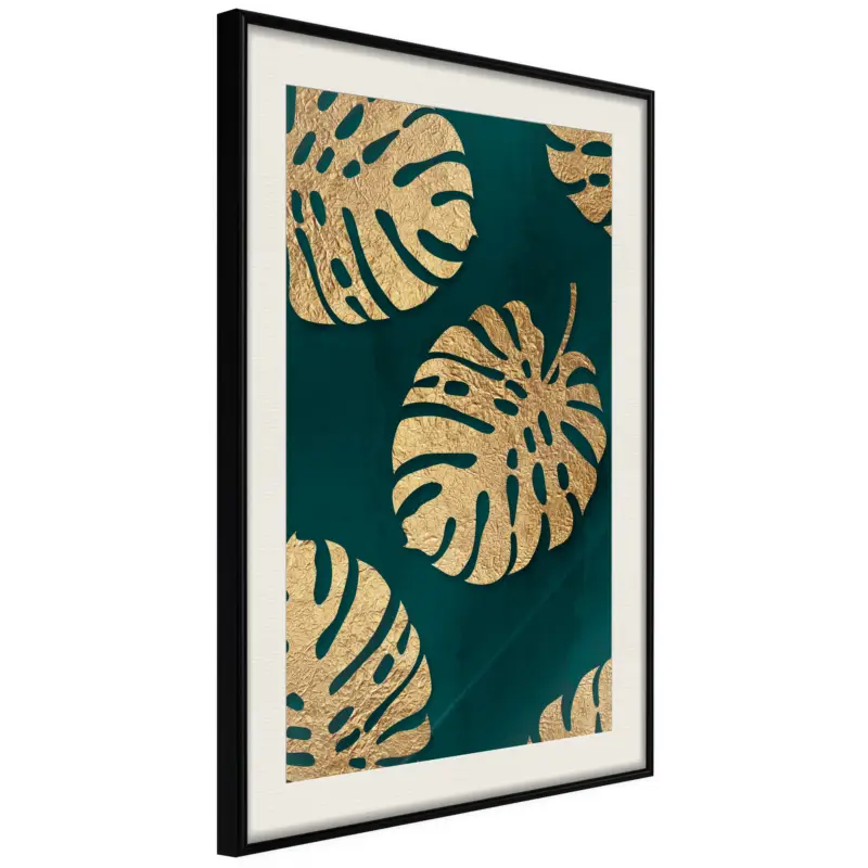 Vente Flash Poster - Gilded Monstera Leaves - zwart passepartout - 40x60