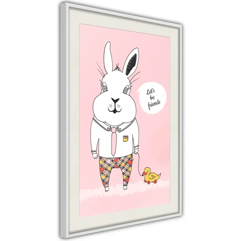 Achat Immédiat Poster - Friendly Bunny - wit passepartout - 40x60