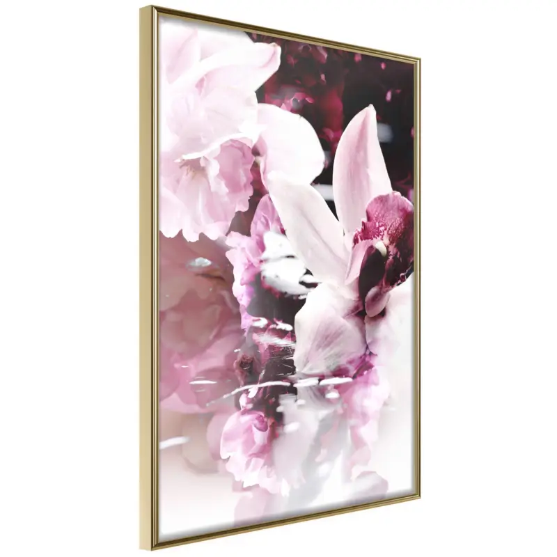 Achat Immédiat Poster - Flowers on the Water - goud - 20x30