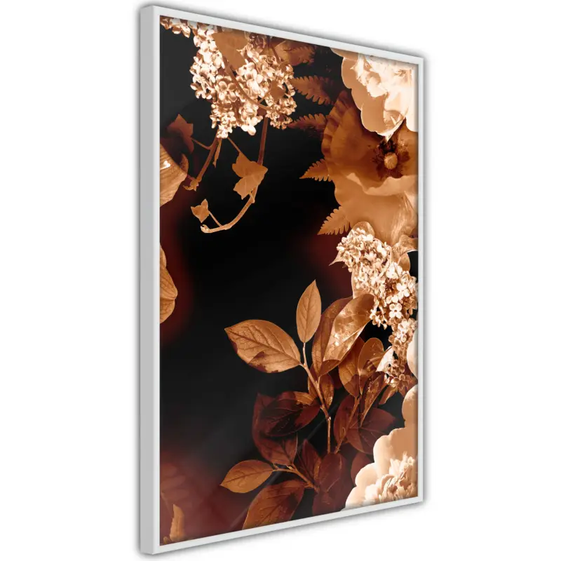 Vente Flash Poster - Flower Decoration in Sepia - wit - 30x45