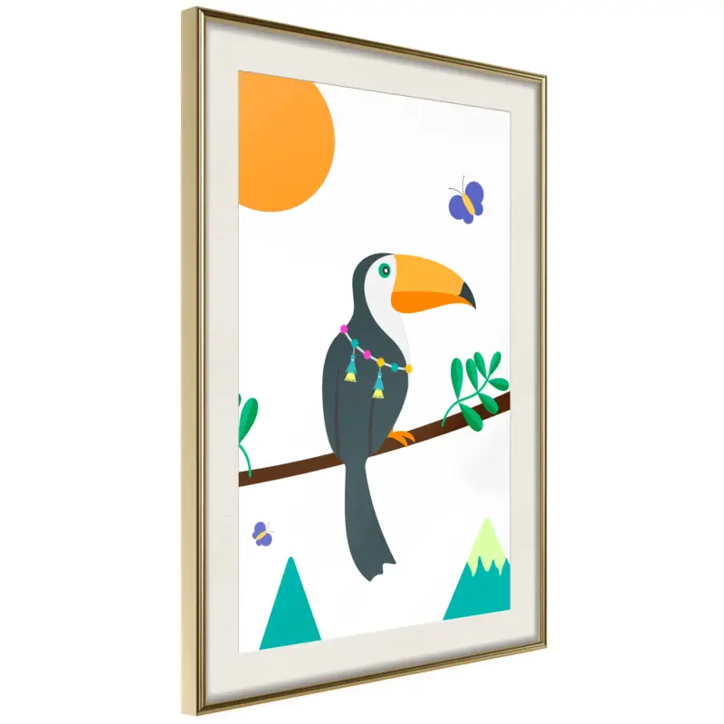Achat Immédiat Poster - Fairy-Tale Toucan - goud passepartout - 20x30