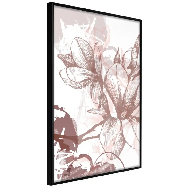 Vente Flash Poster - Drawn Flower - zwart - 20x30