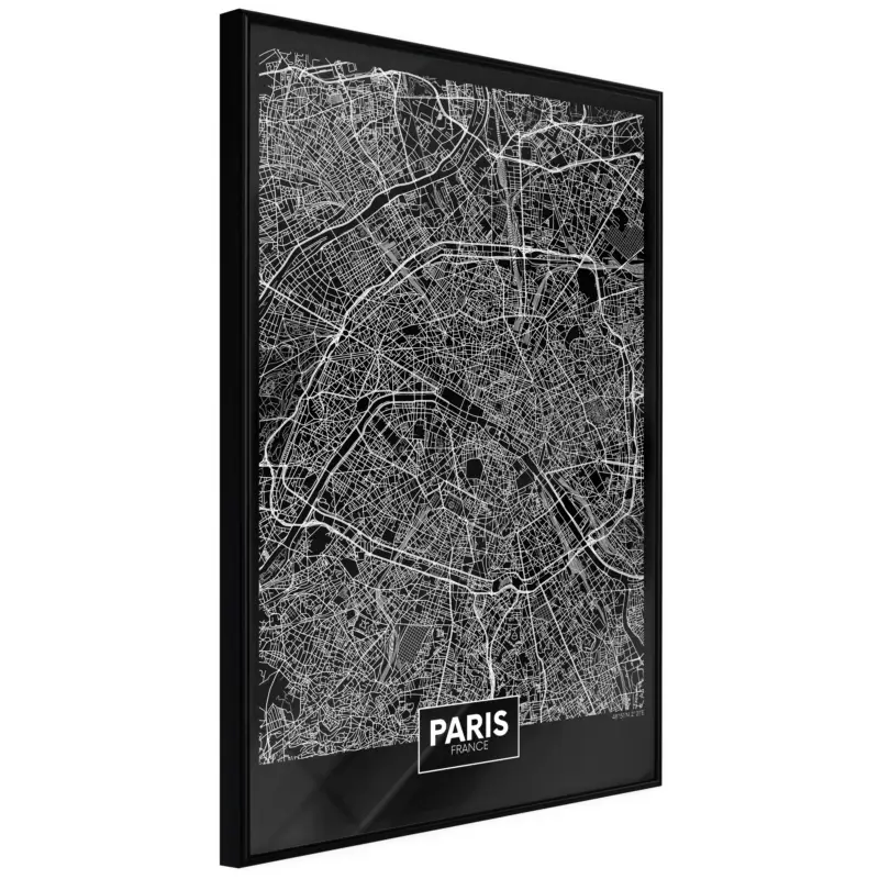 Vente Flash Poster - City Map: Paris (Dark) - zwart - 30x45