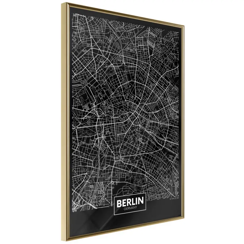 Livraison Express Poster - City Map: Berlin (Dark) - goud - 30x45