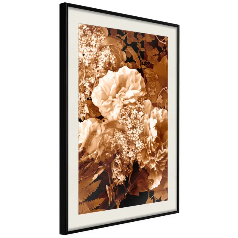 Achat Immédiat Poster - Bouquet in Sepia - zwart passepartout - 30x45