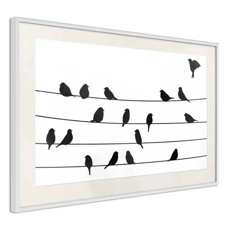 Acheter Direct Poster - Birds Council Meeting - wit passepartout - 30x20