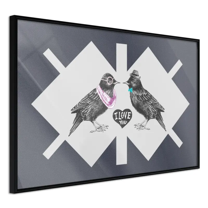 Acheter Direct Poster - Bird Love - zwart - 45x30
