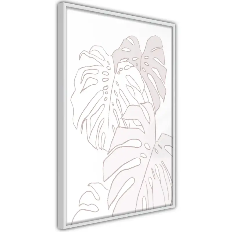 Vente Flash Poster - Beige Leaves - wit - 30x45