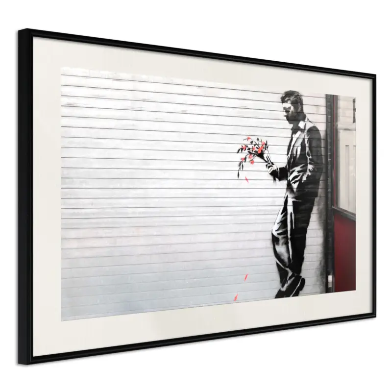 Vente Flash Poster - Banksy: Waiting in Vain - zwart passepartout - 30x20