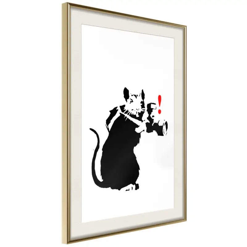 Achat Immédiat Poster - Banksy: Rat Photographer - goud passepartout - 40x60