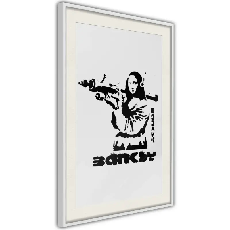 Achat Immédiat Poster - Banksy: Mona Lisa with Bazooka I - wit passepartout - 40x60