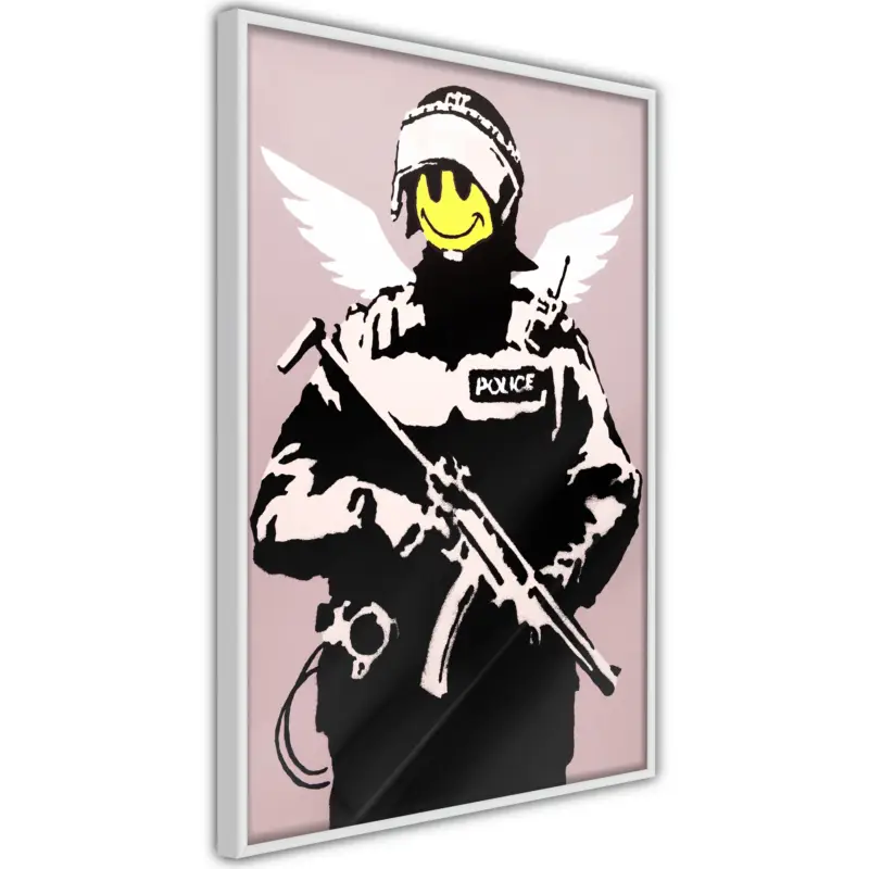 Vente Flash Poster - Banksy: Flying Copper - wit - 40x60