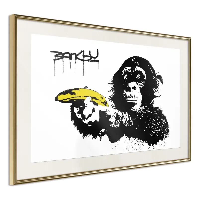 Vente Flash Poster - Banksy: Banana Gun II - goud passepartout - 30x20