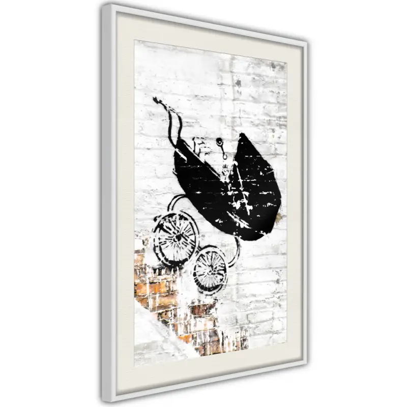 Achat Immédiat Poster - Banksy: Baby Stroller - wit passepartout - 40x60