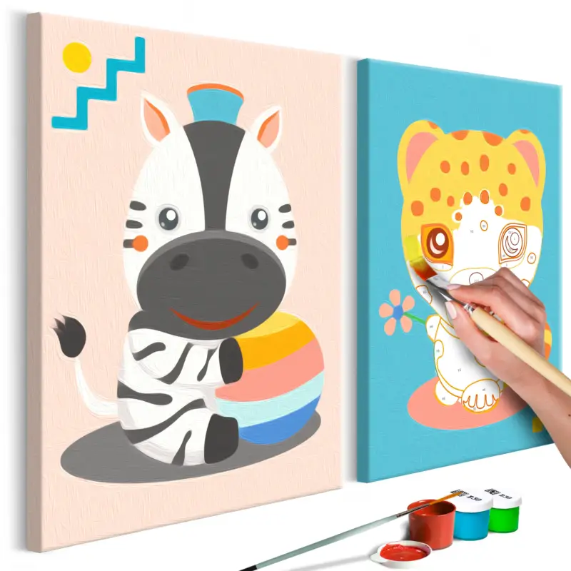 Quantité Limitée Doe-het-zelf op canvas schilderen - Zebra & Leopard - 33x23