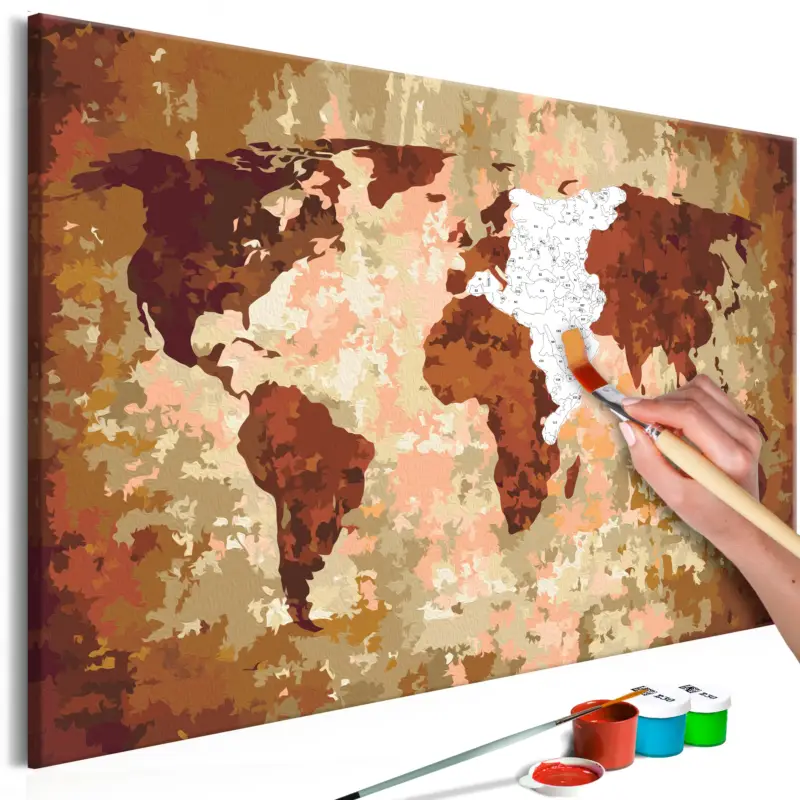 Commander Vite Doe-het-zelf op canvas schilderen - World Map (Earth Colours) - 60x40