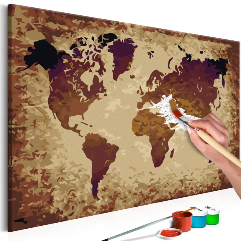 Seulement Aujourd’hui Doe-het-zelf op canvas schilderen - World Map (Brown Colours) - 60x40