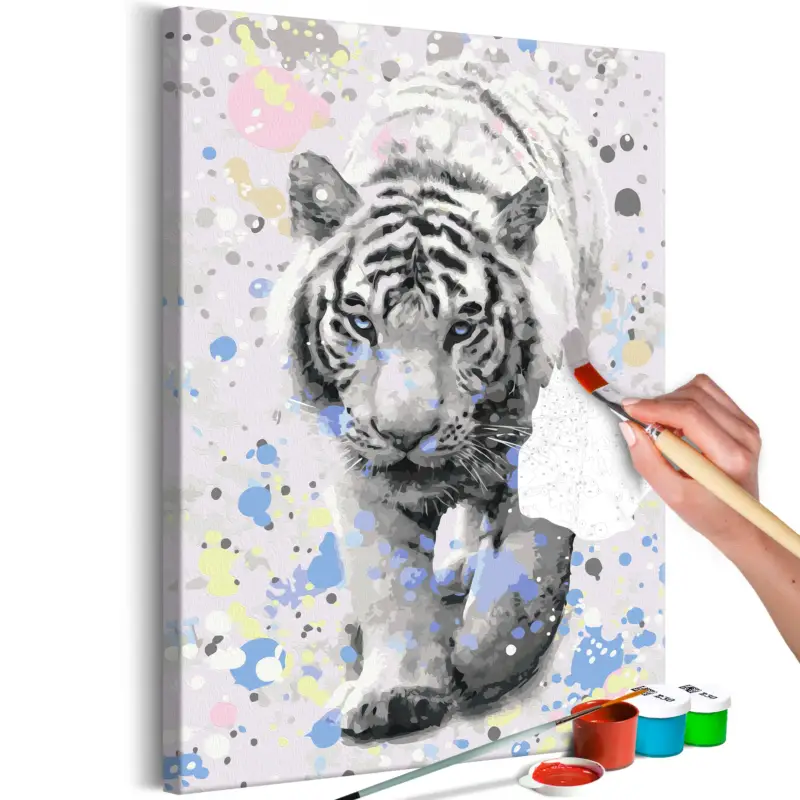 Retour Gratuit Doe-het-zelf op canvas schilderen - White Tiger - 40x60