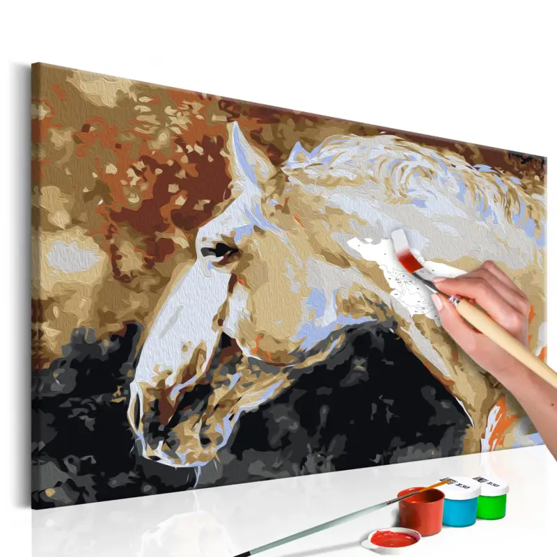 Solde Doe-het-zelf op canvas schilderen - White Horse - 60x40