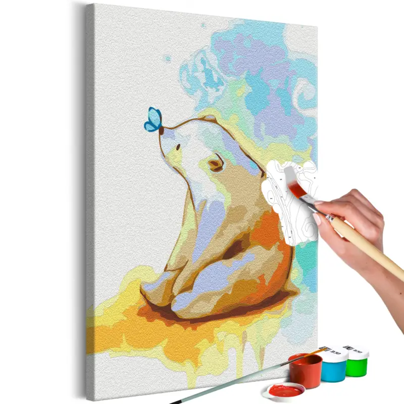 Dernier Modèle Doe-het-zelf op canvas schilderen - Teddy Bear and Butterfly - 40x60