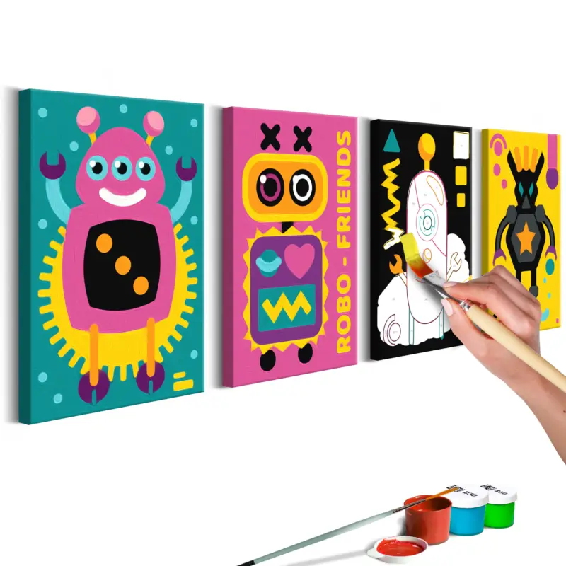 Affaire À Saisir Doe-het-zelf op canvas schilderen - Robots - 44x16.5