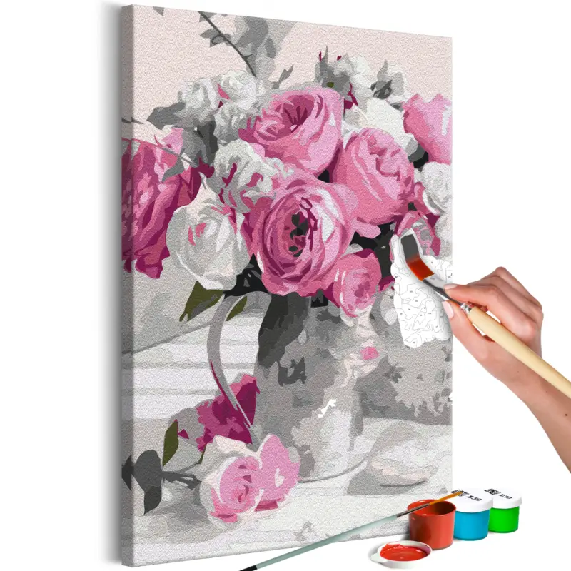 Commander Maintenant Doe-het-zelf op canvas schilderen - Pink Bouquet - 40x60