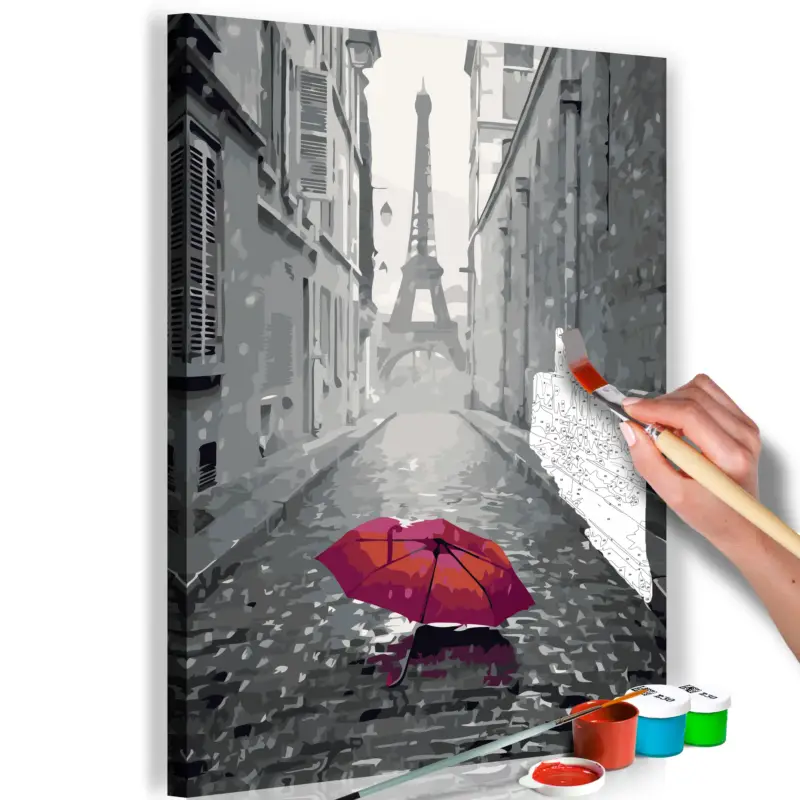 Solde Doe-het-zelf op canvas schilderen - Paris (Red Umbrella) - 40x60