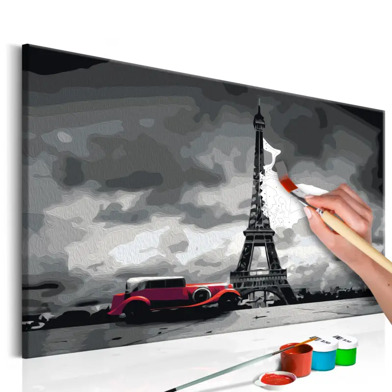 Bon Plan Doe-het-zelf op canvas schilderen - Paris (Red Limousine) - 60x40