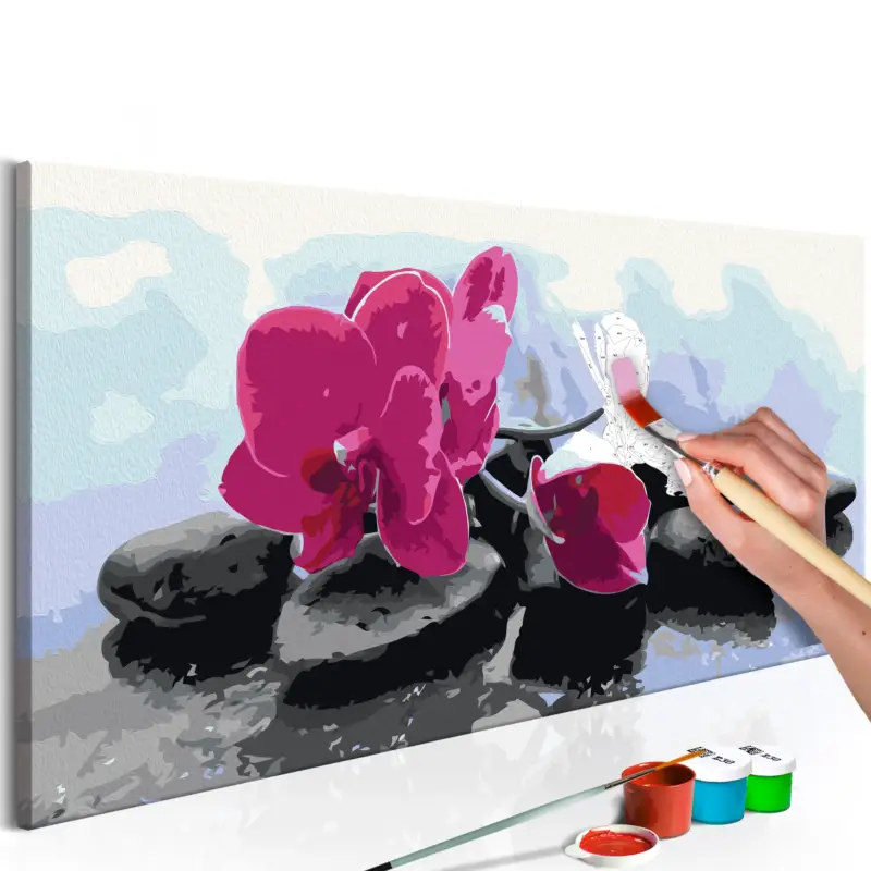 Réduction Doe-het-zelf op canvas schilderen - Orchid With Zen Stones - 80x40
