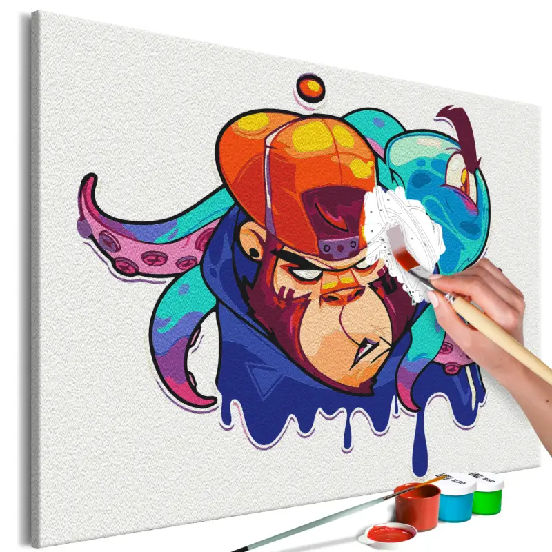 Bon Plan Doe-het-zelf op canvas schilderen - Monkey Graffiti - 60x40