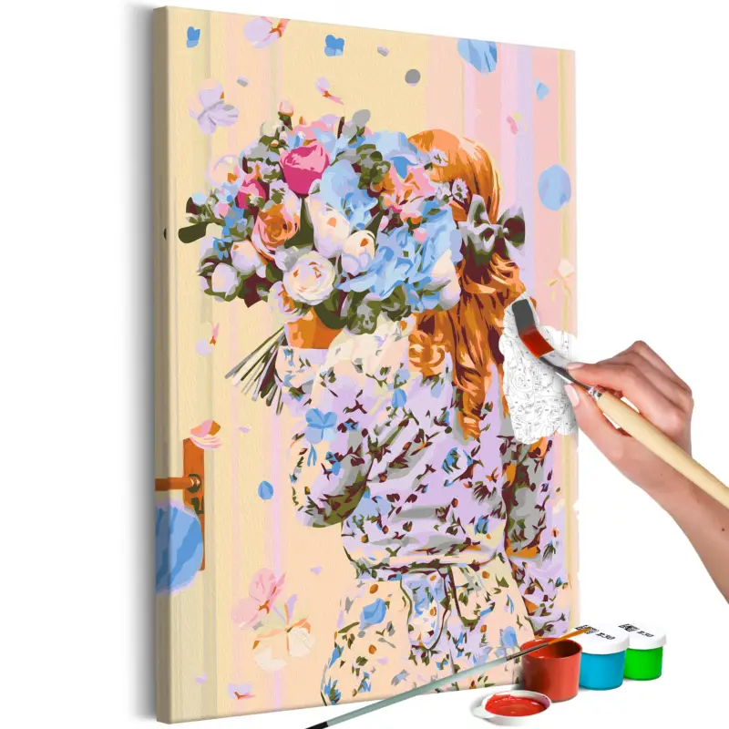 Retour Gratuit Doe-het-zelf op canvas schilderen - Hydrangea Girl - 40x60