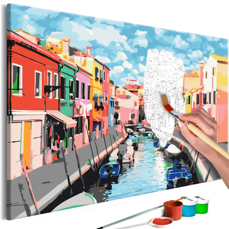 Remise Doe-het-zelf op canvas schilderen - Houses in Burano - 60x40