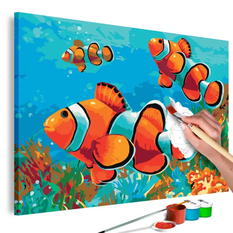 Soldes Doe-het-zelf op canvas schilderen - Gold Fishes - 60x40