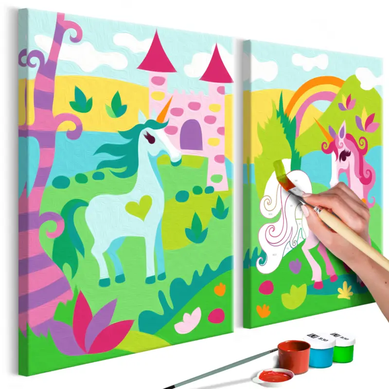 Usine Directe Doe-het-zelf op canvas schilderen - Fairytale Unicorns - 33x23