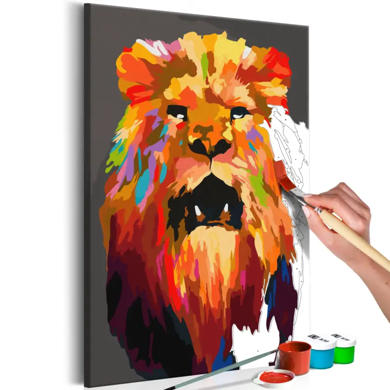 Commander Vite Doe-het-zelf op canvas schilderen - Colourful Lion (Large) - 40x60