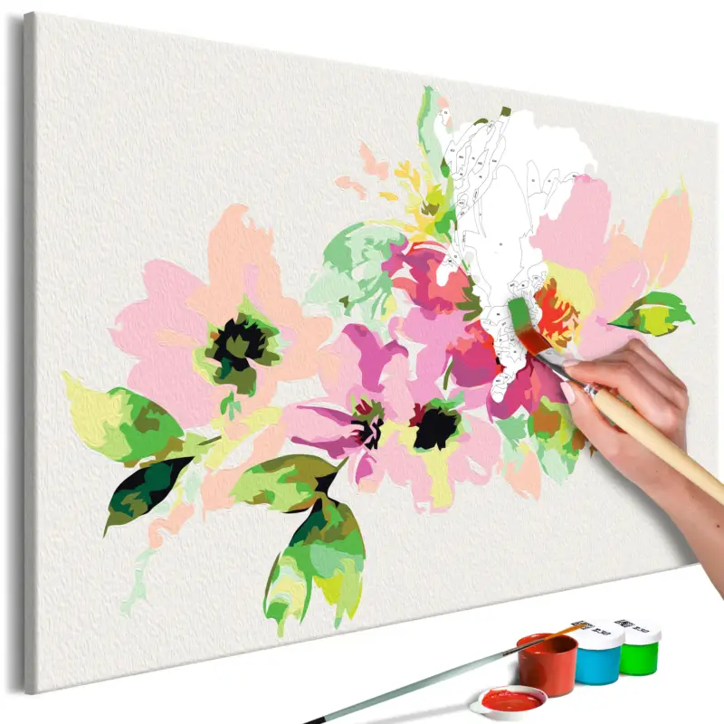 Remise Doe-het-zelf op canvas schilderen - Colourful Flowers - 60x40